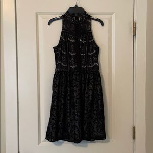 Black mock neck cocktail dress